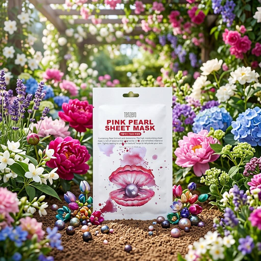 TENZERO - Pink Pearl Sheet Mask - Plátýnková maska s růžovými perlami - 25 ml