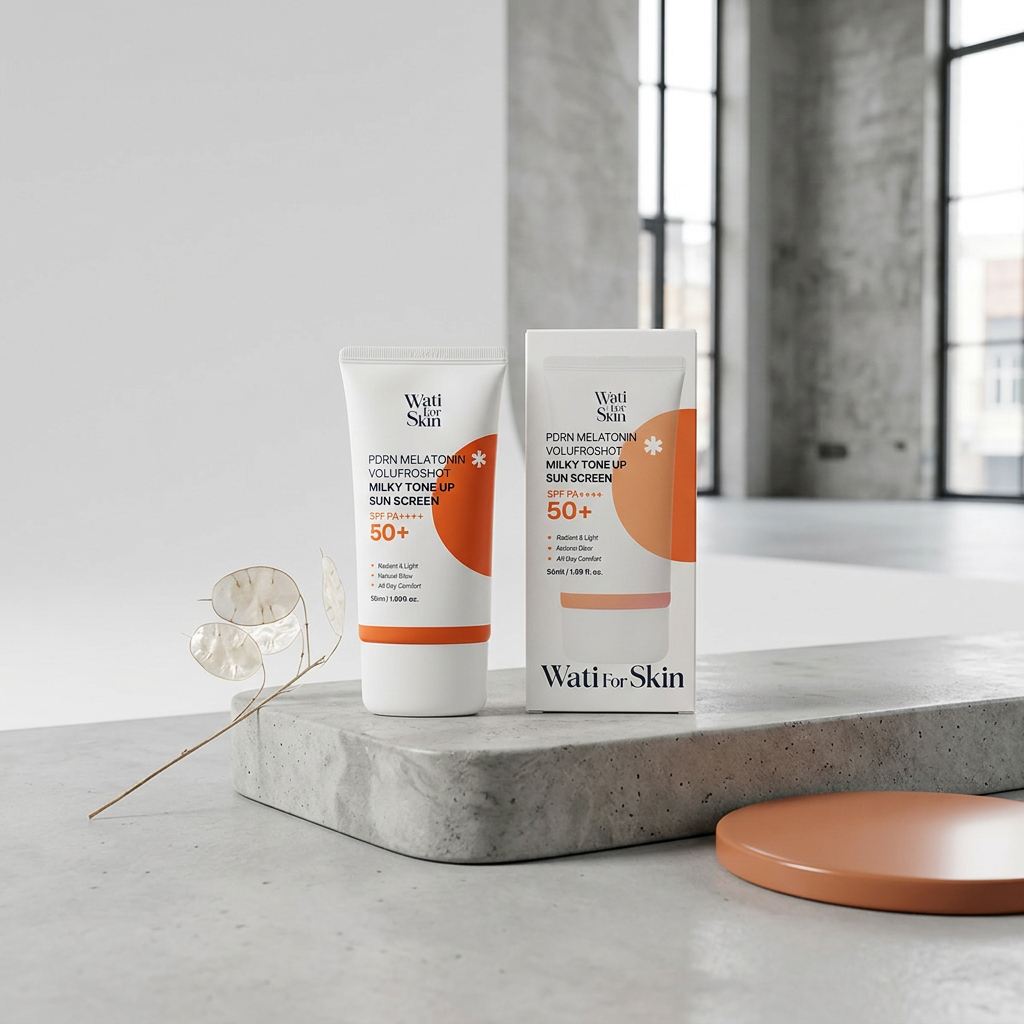 WATI FOR SKIN - PDRN Melatonin Volufroshot Milky Tone-Up Sun Cream SPF50+ - Ochranný tónovací opalovací krém s vysokou ochranou SPF50+ PA++++ - 50 ml
