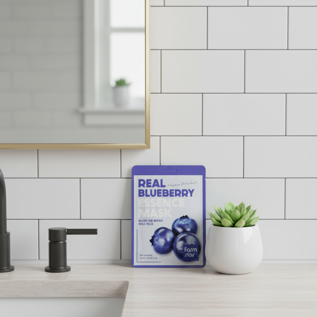 FARM STAY - Real Blueberry Essence Mask - Hydratační a projasňující plátýnková maska - 1ks