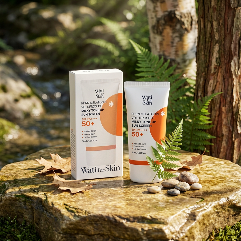 WATI FOR SKIN - PDRN Melatonin Volufroshot Milky Tone-Up Sun Cream SPF50+ - Ochranný tónovací opalovací krém s vysokou ochranou SPF50+ PA++++ - 50 ml