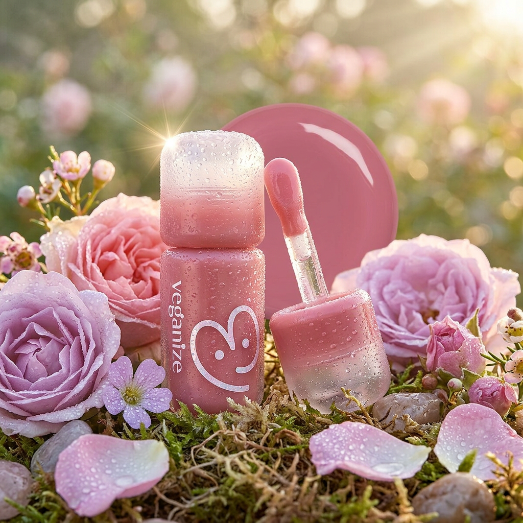 VEGANIZE - 4D Dewyshine Lip Oil Pearl Gloss 01 Rose Whip - Třpytivý olej na rty s perleťovým leskem - 4 g