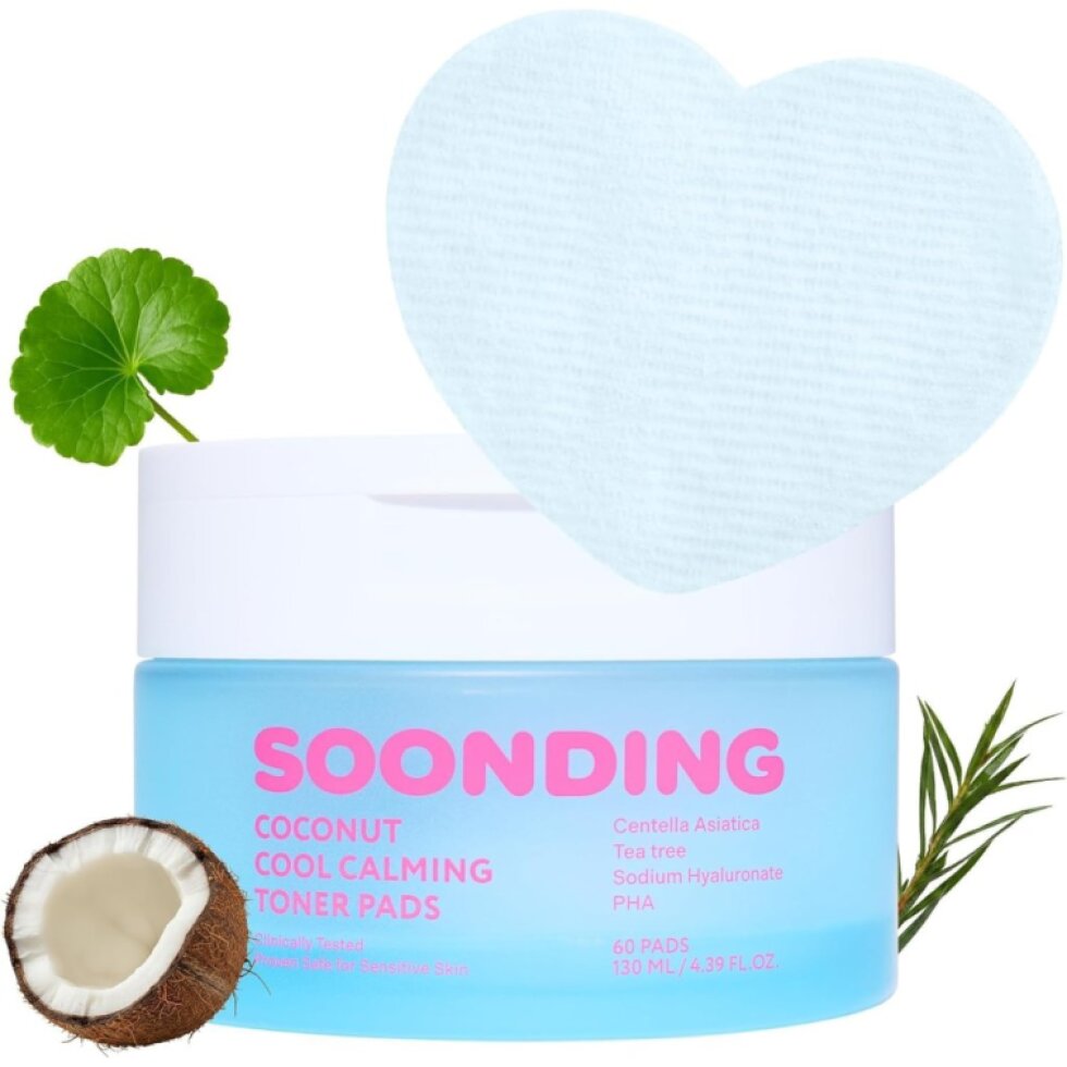 SOONDING - Coconut Cool Calming Toner Pads - Zklidňující chladivé tonerové polštářky s kokosem - 130 ml