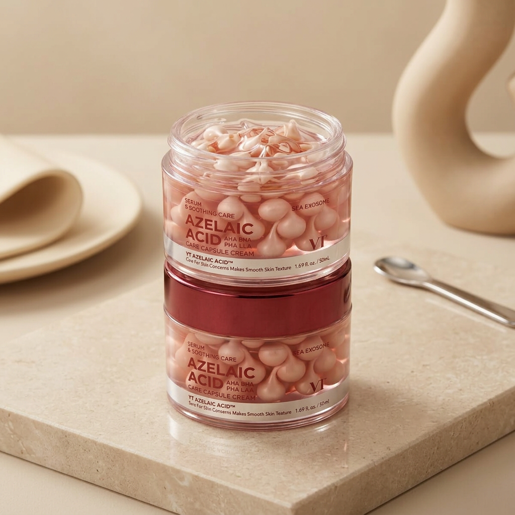 VT - Azelaic Acid Care Capsule Cream - Zklidňující krém proti nedokonalostem s kyselinou azelaovou a kapslemi - 50 ml
