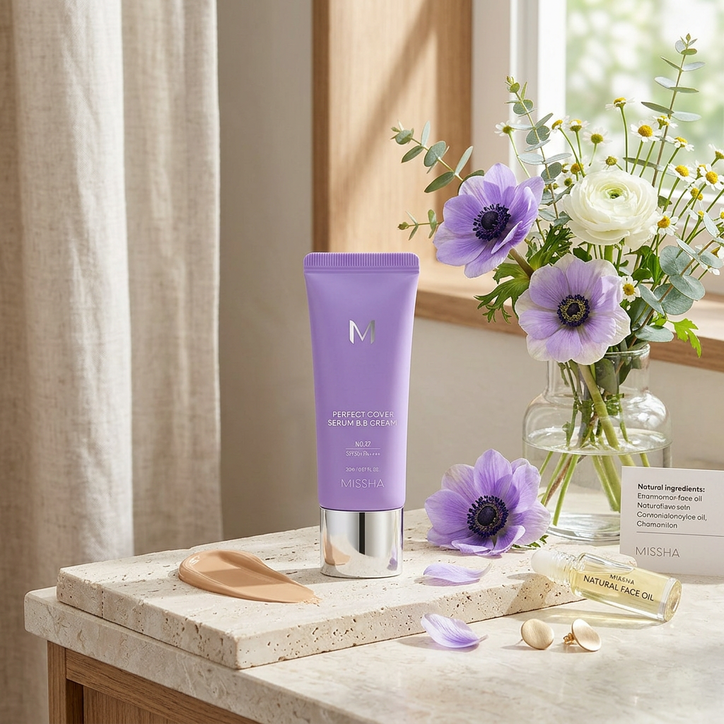 MISSHA - Perfect Cover Serum BB Cream SPF50+ PA++++ - Pečující BB sérum s SPF #27 Honey Beige - 20 ml