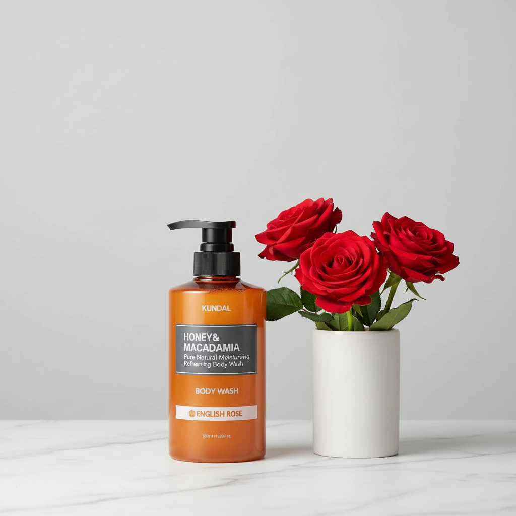 Kundal Honey&Macadamia Body Wash - Jemný sprchový gel s medem s vůní ENGLISH ROSE - 500 ml