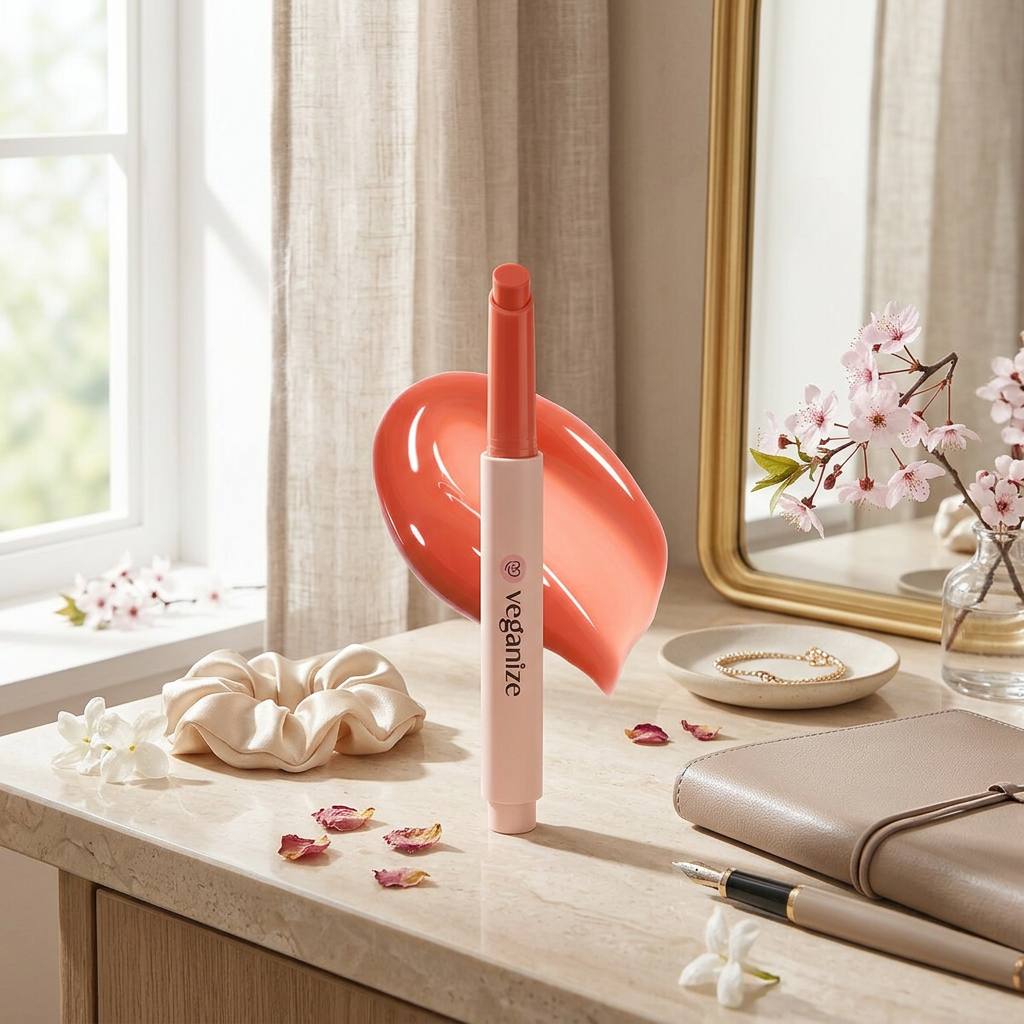 VEGANIZE - Collagen Lip Glass Balm 05. Carrot Coral - Kolagenový balzám na rty - 1,8 g