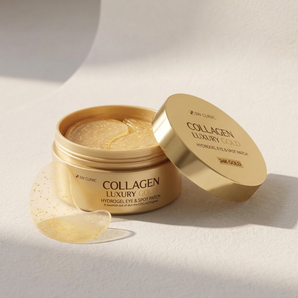 3W CLINIC - Collagen & Luxury Gold Hydrogel Eye & Spot Patch - Hydrogelové náplasti na oči a lokální vrásky s kolagenem a luxusním zlatem - 60 ks