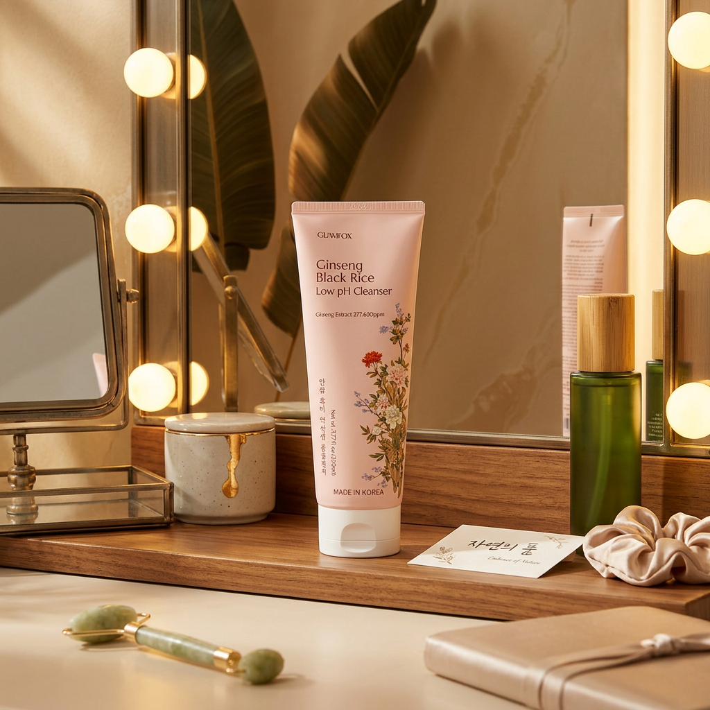 GLAMFOX - Ginseng Black Rice Low pH Cleanser - Ženšenový cleanser s nízkým pH a s extrakty z černé rýže - 230 ml