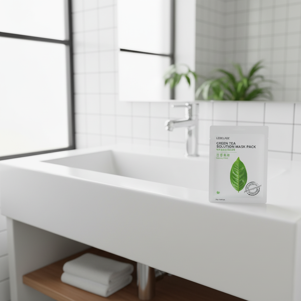 LEBELAGE - Green Tea Solution Mask Pack - Zklidňující plátýnková maska se zeleným čajem - 25 g