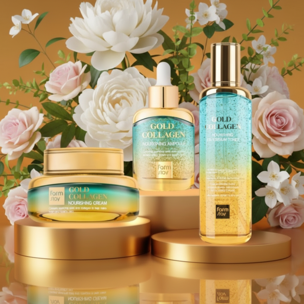 Farm Stay - Gold Collagen Nourishing - Sada produktů proti vráskám