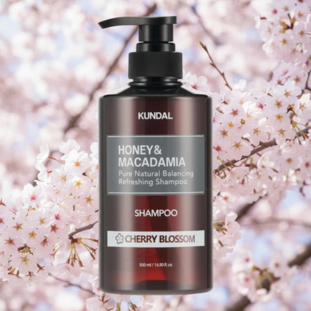 Kundal Honey&Macadamia Shampoo - Přírodní šampon na suché a poškozené vlasy s vůní CHERRY BLOSSOM - 500 ml