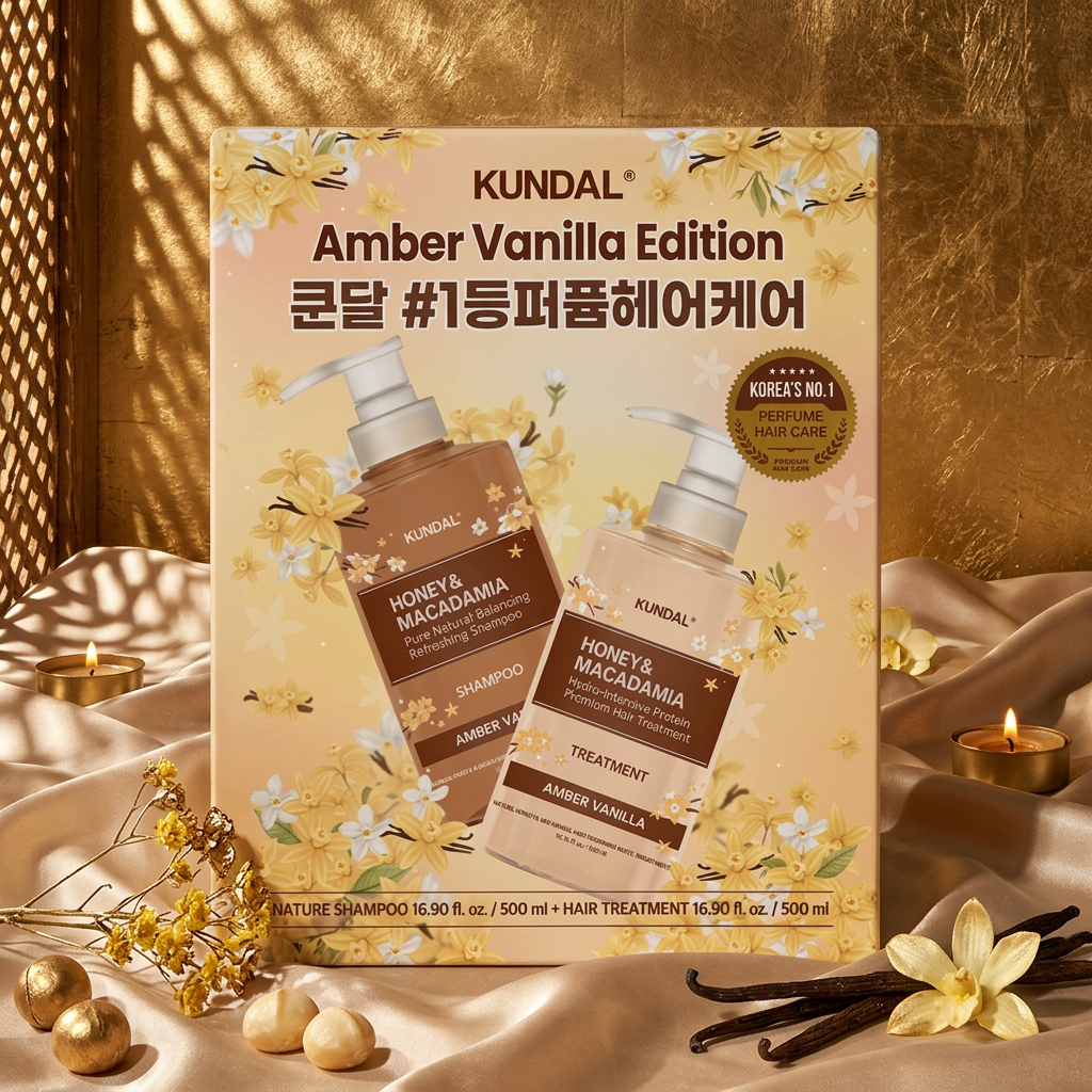 KUNDAL - Amber Vanilla Edition Honey & Macadamia ( Shampoo + Treatment) - Edice Amber Vanilla s medem a makadamovým ořechem šampon a kondicionér - 2x 500 ml