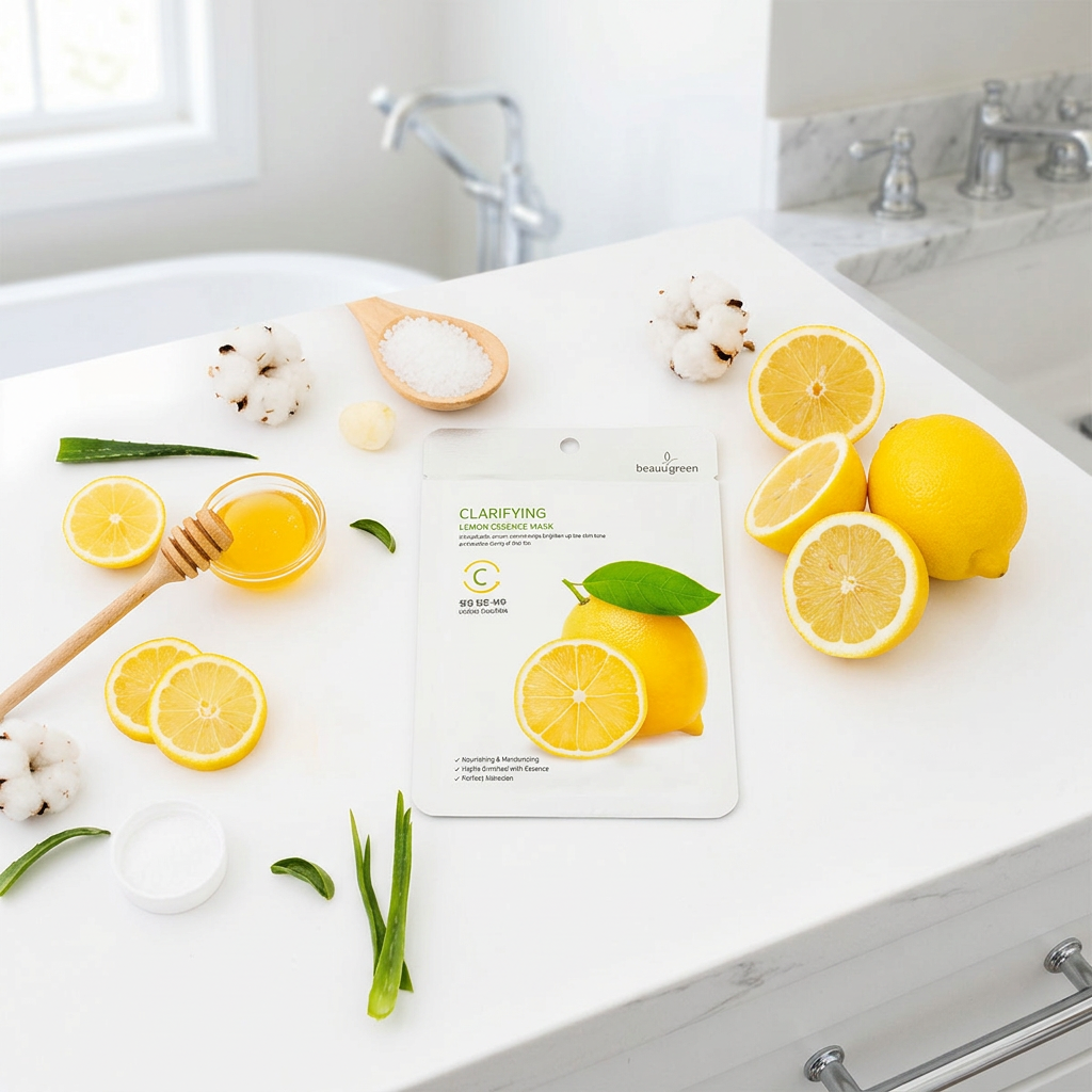 Beauugreen - Premium Lemon Essence Mask - Plátýnková maska s citrusovým extraktem - 23 ml
