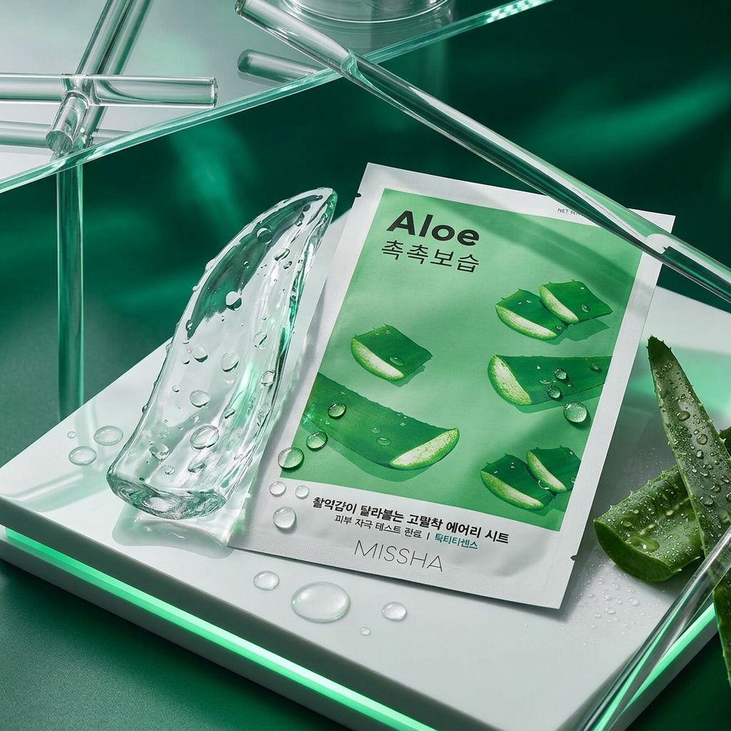 MISSHA - Airy Fit Sheet Mask Aloe Vera - Vysoce hydratační maska s Aloe Vera - 19 g