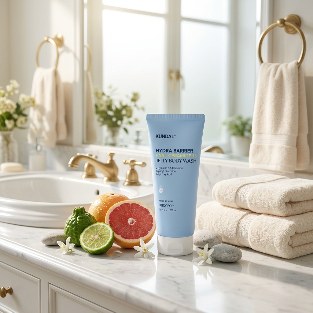 KUNDAL - Hydra Barrier Hyal-ceramide 13 Jelly Body Wash - Hydratační sprchový gel s komplexem kyseliny hyaluronové a ceramidů JUICY POP - 300 ml