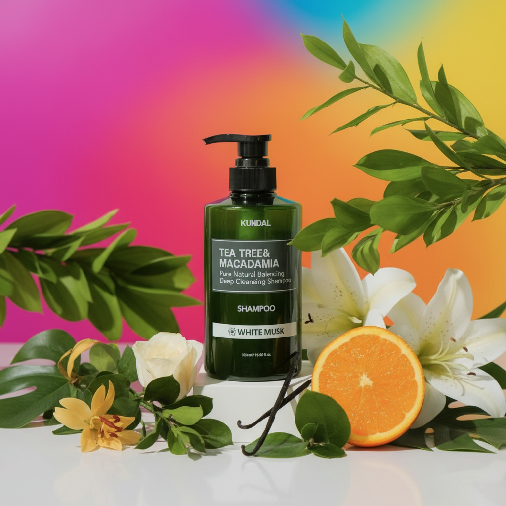 KUNDAL - Tea Tree Macadamia Deep Cleansing Shampoo WHITE MUSK - Šampon pro hluboké čištění s čajovníkem a makadamiovými ořechy - 500 ml