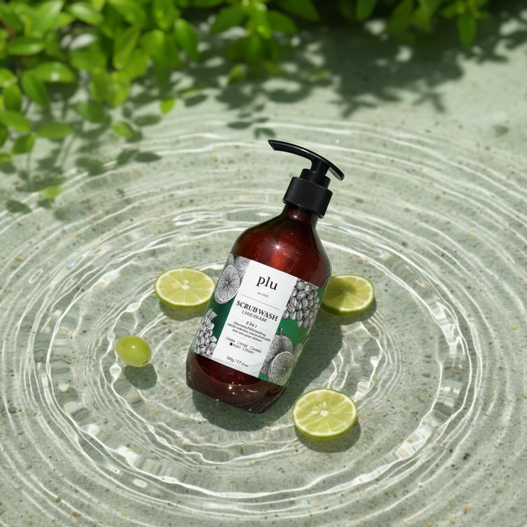 PLU - Scrub Wash Lime Grape - Peelingový sprchový gel s limetkou a hroznem - 500 ml