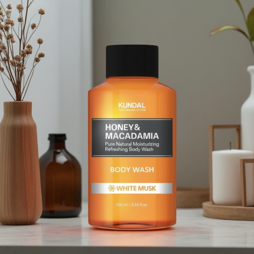 Kundal Honey&Macadamia Body Wash - Jemný sprchový gel s medem s vůní WHITE MUSK - 100 ml
