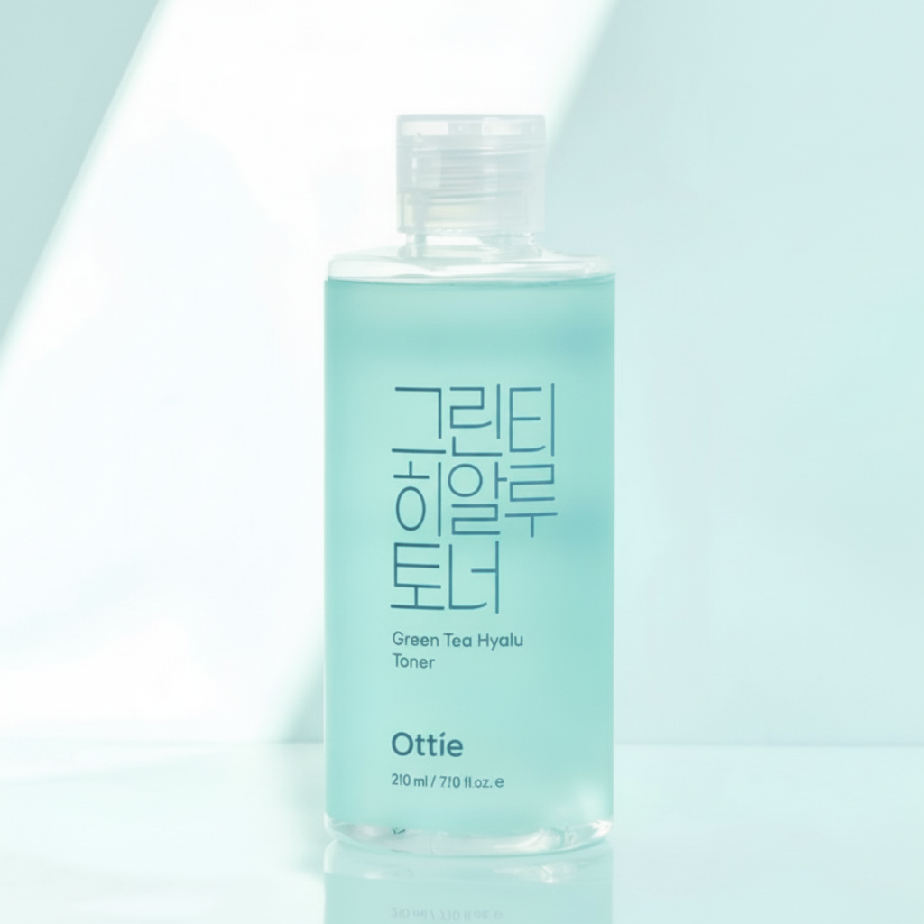 OTTIE - Green Tea Hyalu Toner - Pleťové tonikum s čajovým extraktem a kyselinou hyaluronovou - 210 ml