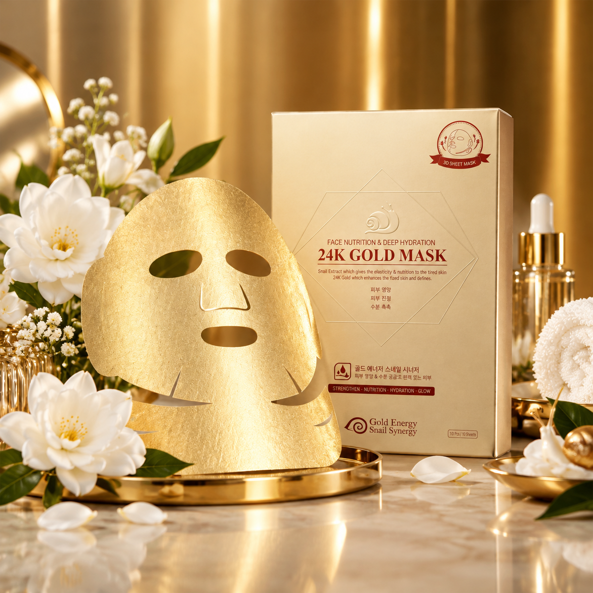 GOLD Energy SNAIL Synergy - 24 K Gold Mask Face Nutrition - Luxusní vyživující plátýnková maska - 33 ml