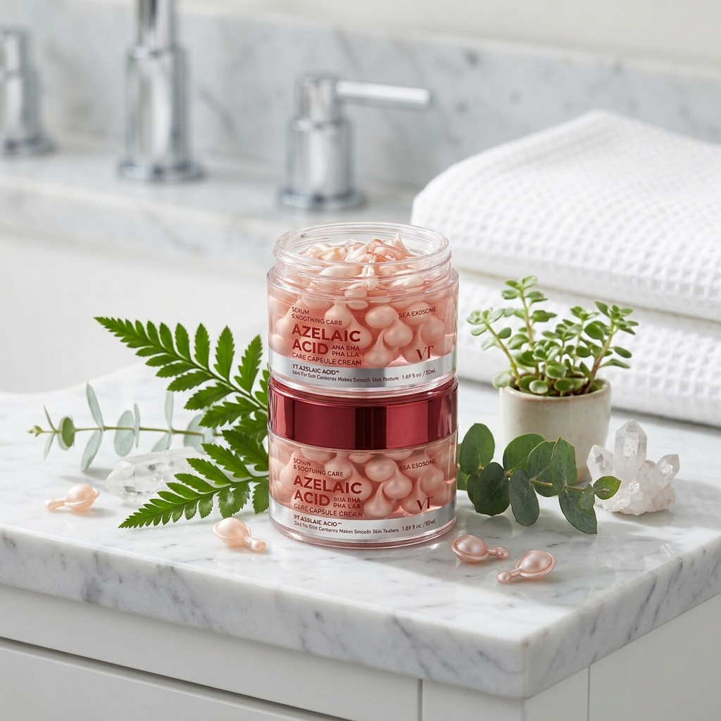VT - Azelaic Acid Care Capsule Cream - Zklidňující krém proti nedokonalostem s kyselinou azelaovou a kapslemi - 50 ml