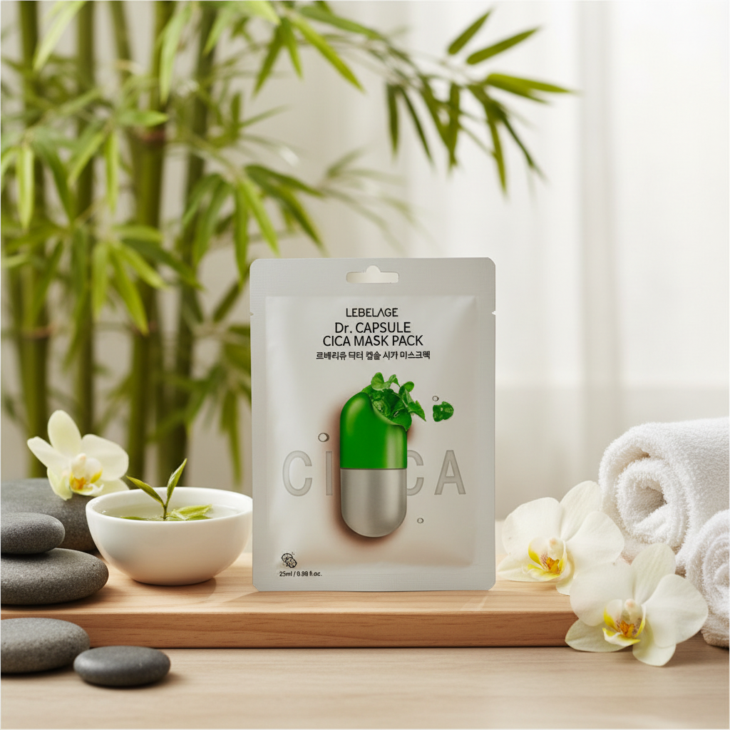 LEBELAGE - Capsule Cica Mask Pack - Zklidňující plátýnková maska s centellou - 28 ml