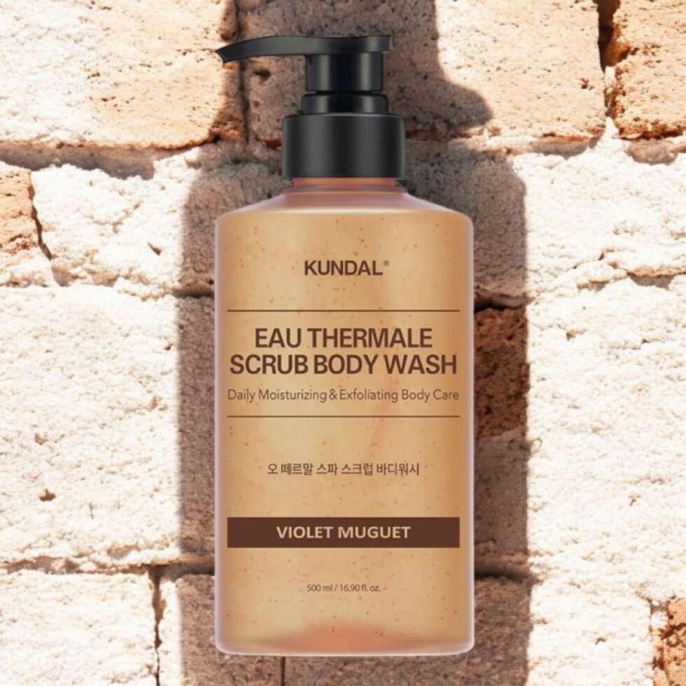 Kundal Eau Thermale Scrub Body Wash - Exfoliační sprchový gel VIOLET MUGUET - 500 ml