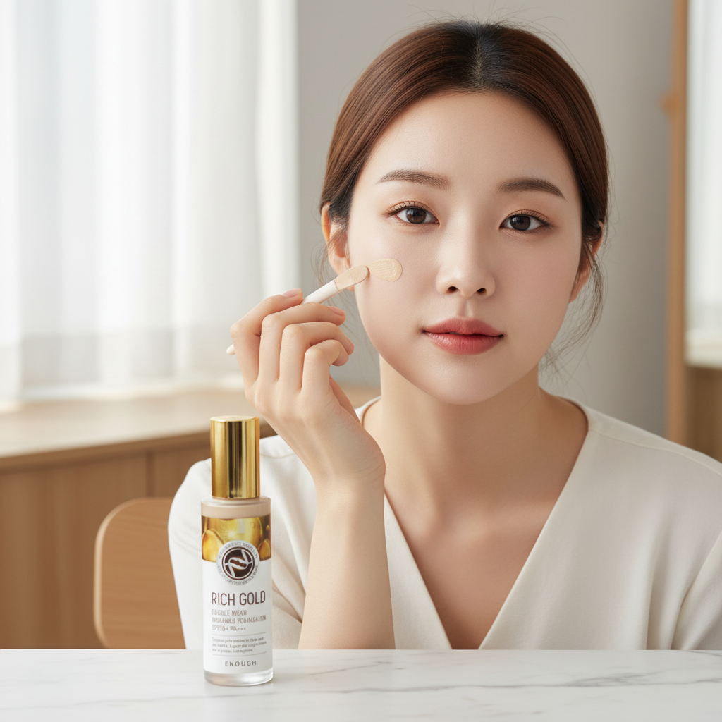 ENOUGH - Rich Gold Double Wear Radiance Foundation SPF 50+ PA+++ #21 - Prémiový, rozjasňující make-up se zlatými částečkami - 100 ml