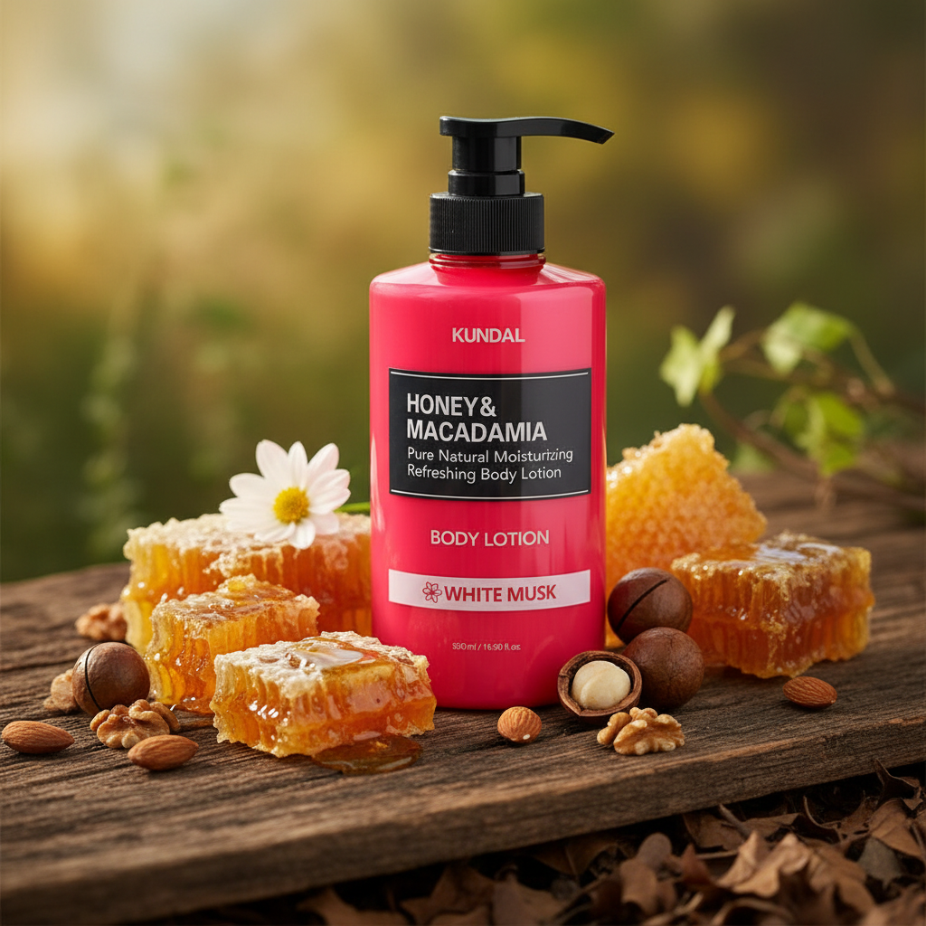 Kundal Honey&Macadamia Body Lotion - Vyživující, hydratační tělové mléko s medem s vůní WHITE MUSK - 500 ml