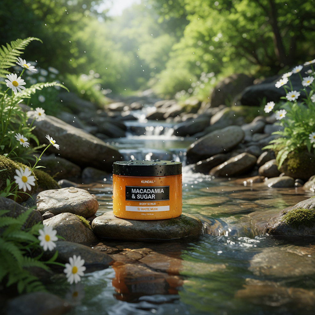 Kundal Macadamia&Sugar Body Scrub - Přírodní tělový peeling s vůní WHITE MUSK - 550 g