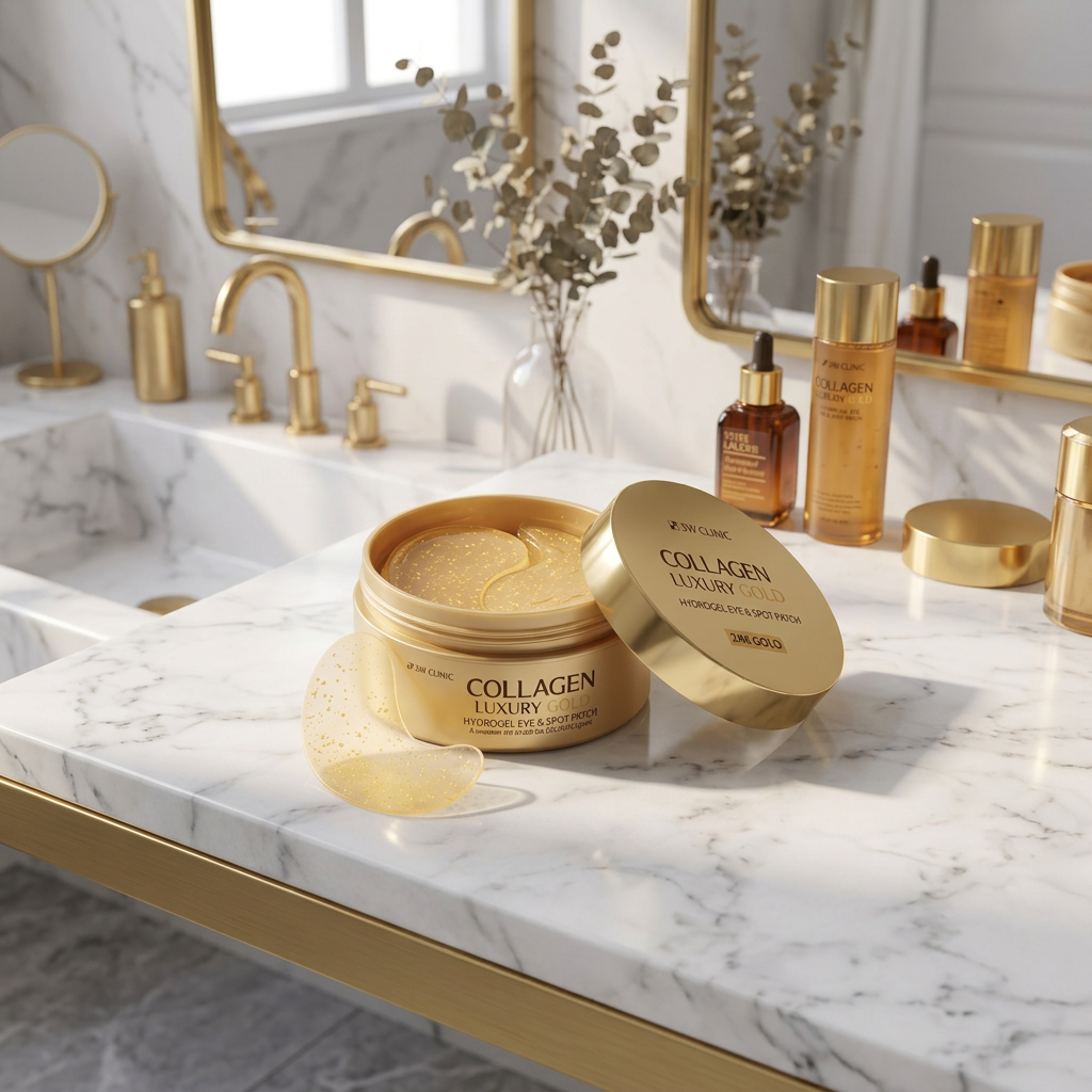 3W CLINIC - Collagen & Luxury Gold Hydrogel Eye & Spot Patch - Hydrogelové náplasti na oči a lokální vrásky s kolagenem a luxusním zlatem - 60 ks
