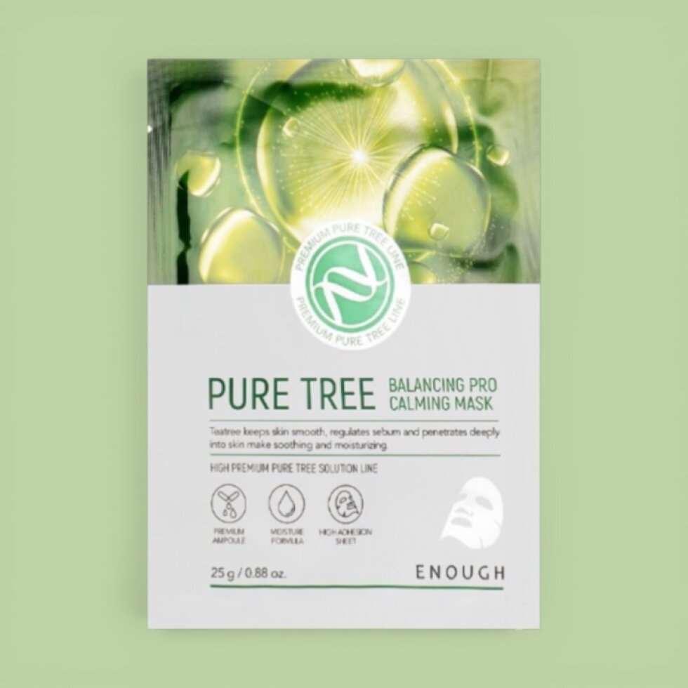 ENOUGH - Pure Tree Balancing Pro Calming Mask - Vyrovnávající zklidňující pleťová maska - 25 g