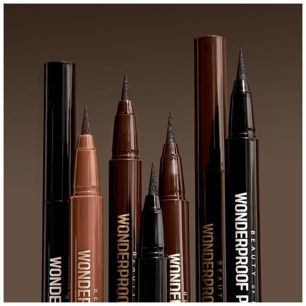 B.O.M. - Wonderproof Pen Eye Liner #02 Wonder Brown - Voděodolné linky ve fixu - 0,5 g