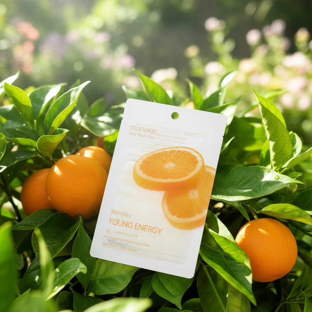 MIXSOON - Daily Mask Pack Monday Young Energy - Plátýnková maska s galactomyces a vitaminem C pro rozjasnění - 20 ml