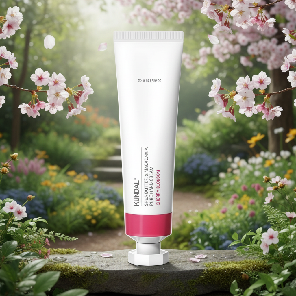 Kundal Shea Butter & Macadamia Pure Hand Cream - Hydratační a vyživující krém na ruce CHERRY BLOSSOM - 50 ml