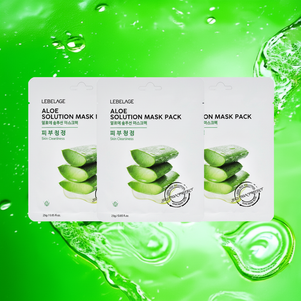 LEBELAGE - Aloe Solution Mask Pack - Plátýnková maska s Aloe pro čistou pleť - 25 g