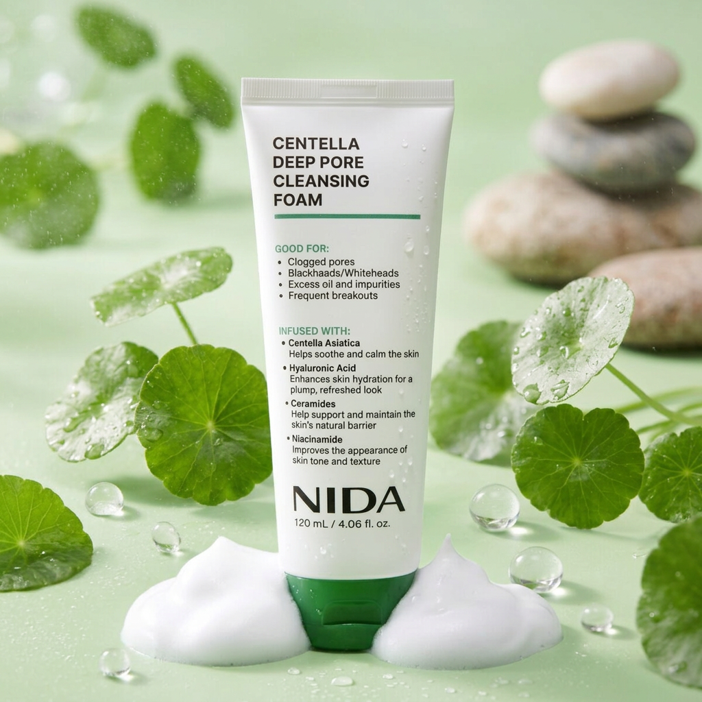 NIDA - Centella Deep Pore Cleansing Foam - Hloubkově čisticí pěna na póry - 120 ml