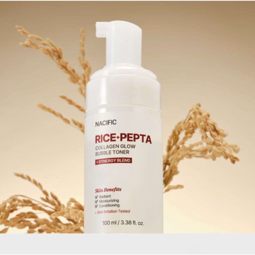 NACIFIC - Rice Pepta Collagen Glow Bubble Toner - Rozjasňující bublinkové tonikum s rýží, peptidy a kolagenem - 100 ml