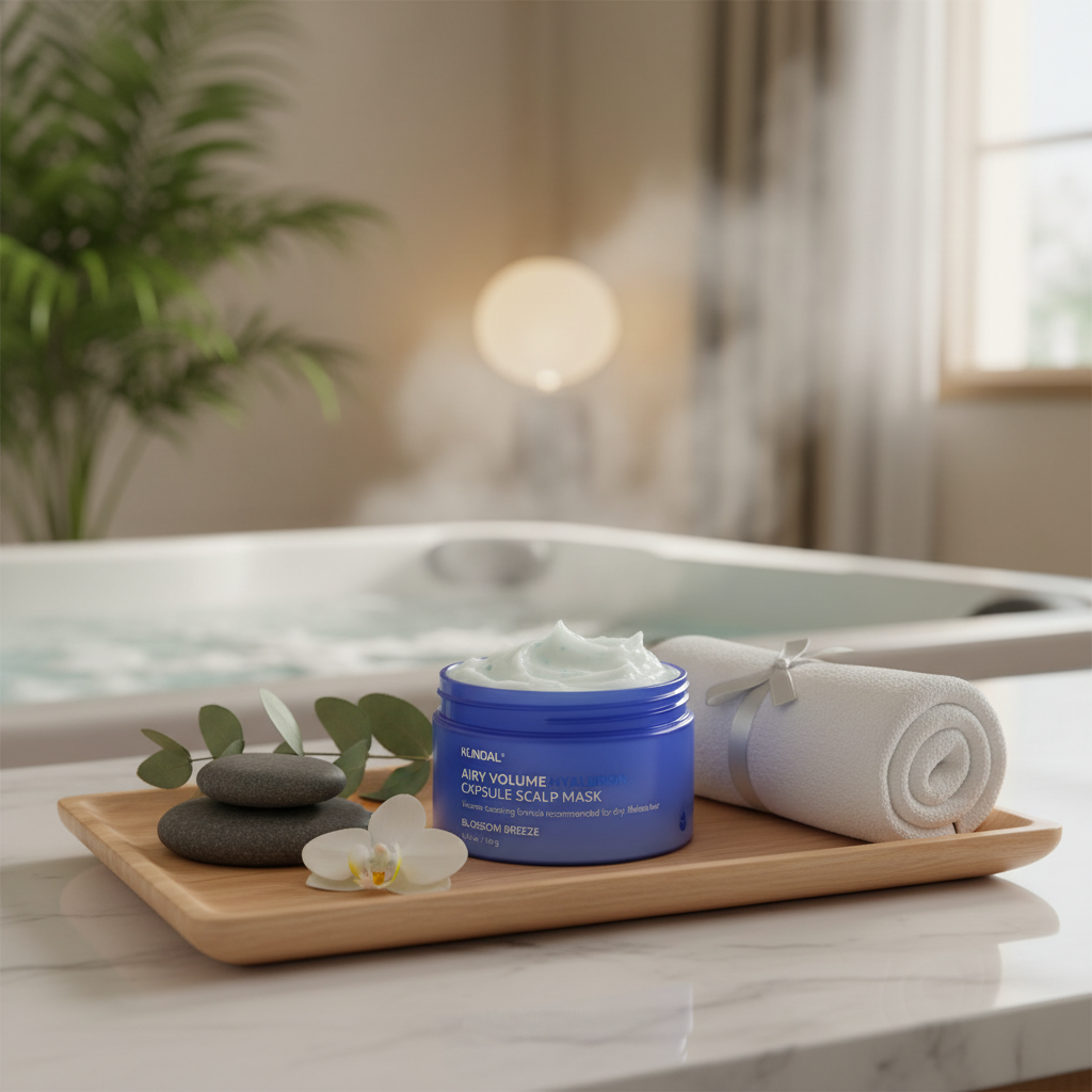 KUNDAL - Airy Volume Hyaluron Capsule Scalp Mask BLOSSOM BREEZE - Hyaluronová maska na pokožku hlavy pro objem - 180 ml