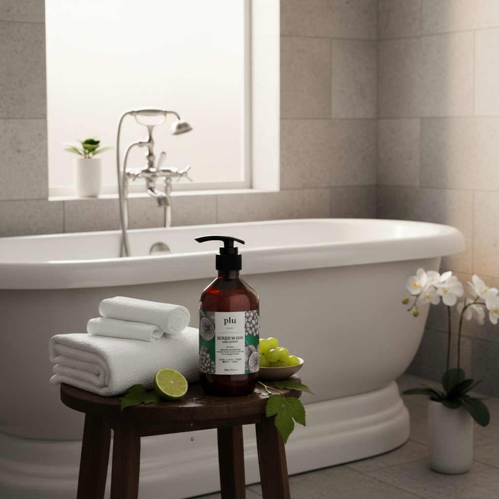 PLU - Scrub Wash Lime Grape - Peelingový sprchový gel s limetkou a hroznem - 500 ml