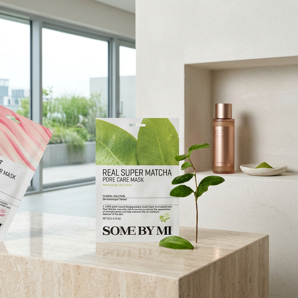 SOME BY MI - Real Super Matcha Pore Care Mask - Čisticí plátýnková maska s Matchou - 20 g