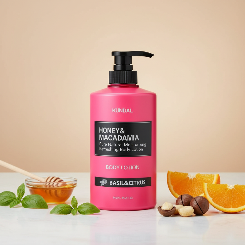 Kundal Honey&Macadamia Body Lotion - Vyživující, hydratační tělové mléko s medem s vůní BASIL&CITRUS - 500 ml