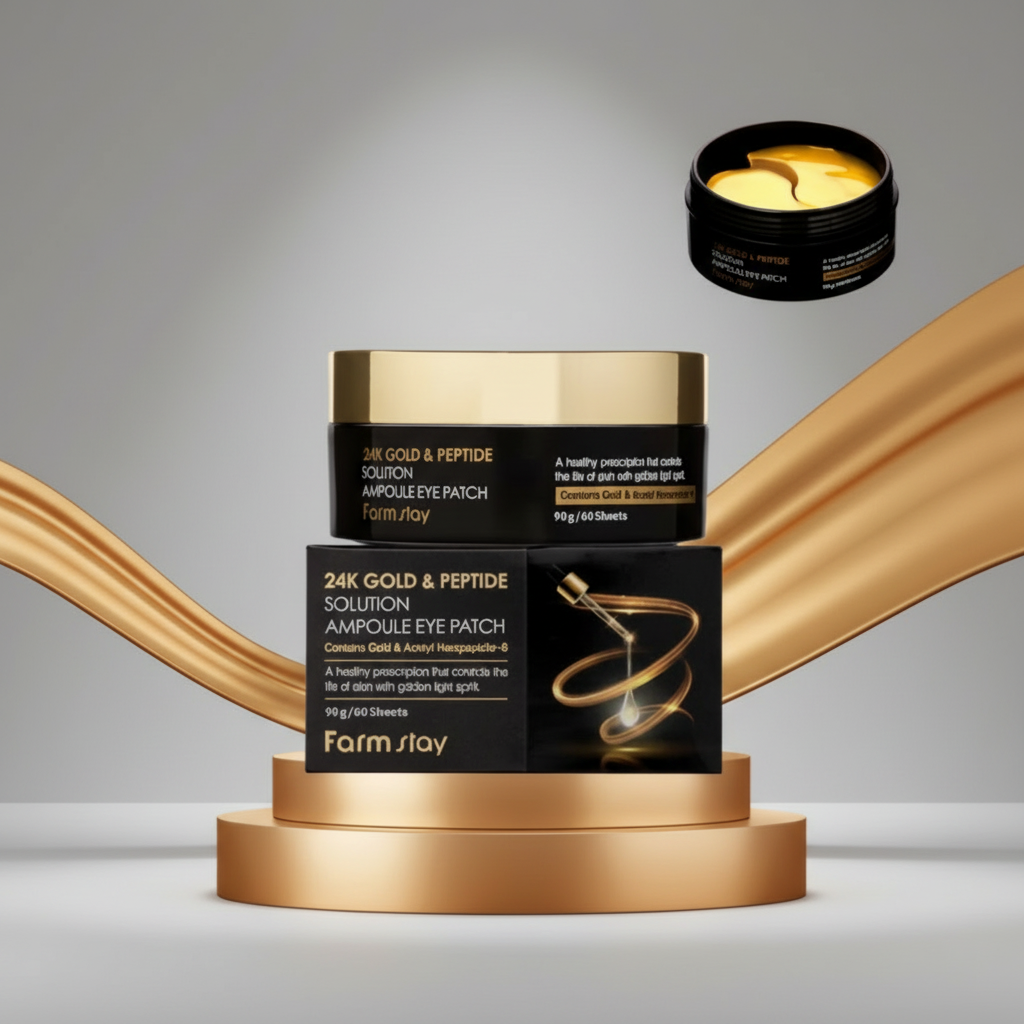 Farm Stay - 24K Gold and Peptide Solution Ampoule Eye Patch - Hydrogelové polštářky pod oči s 24K zlatem a peptidy - 90 g