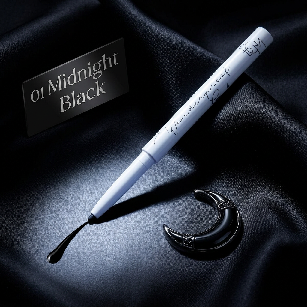 B.O.M. - Wonderproof Gel Slim Eyeliner #01 Midnight Black - Voděodolná gelová tužka na oči - 0,1 g