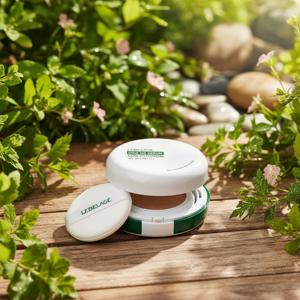 LEBELAGE - Cica No Sebum Sun Cushion SPF 50+ PA+++ - Pečující SPF cushion - 15 g