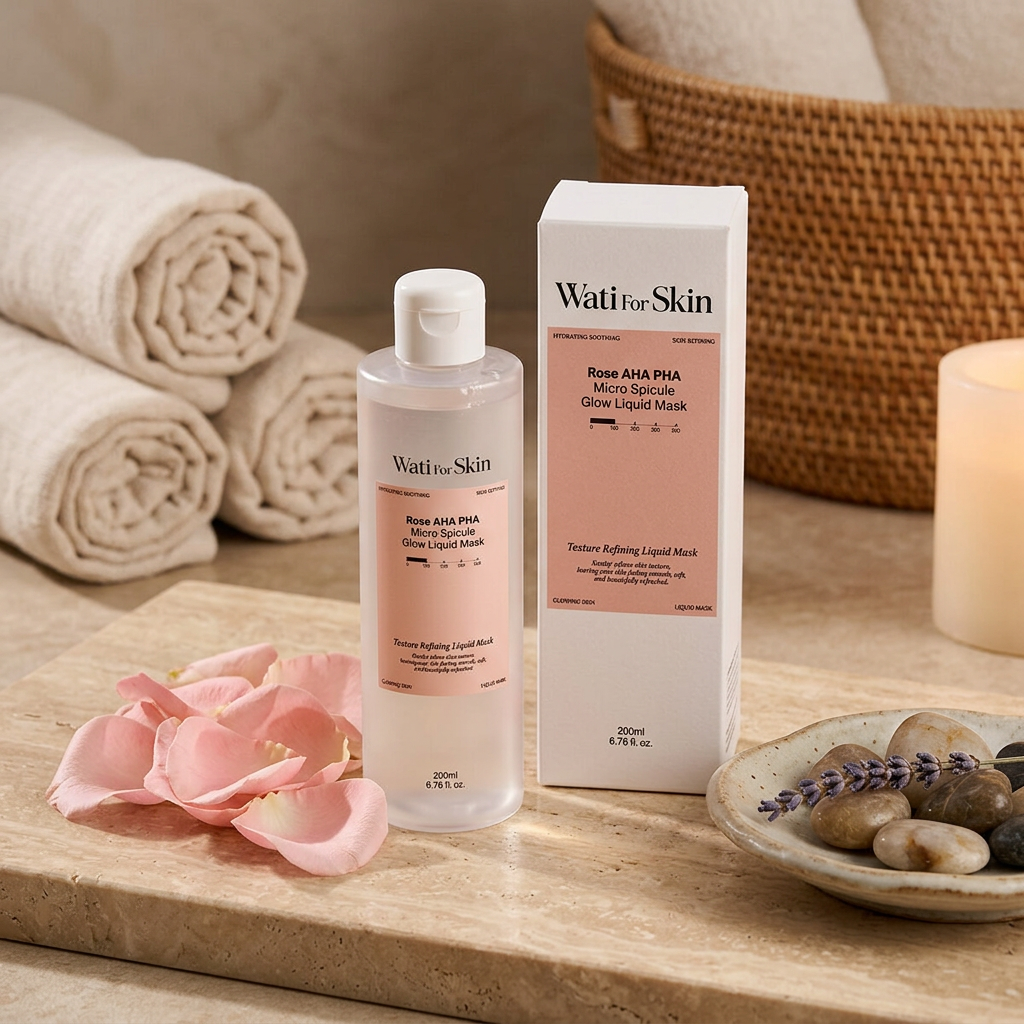 WATI FOR SKIN - Rose AHA PHA Micro Spicule Glow Liquid Mask - Rozjasňující "tekutá maska" (toner) s technologií mikro jehliček - 200 ml