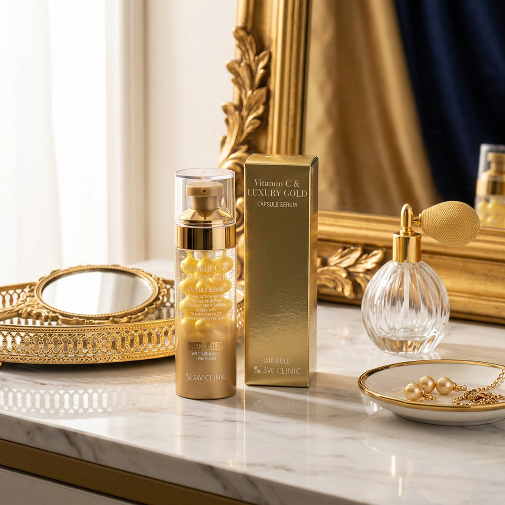 3W CLINIC - Vitamin C & Luxury Gold Capsule Serum - Pleťové sérum s vitamínem C a luxusními zlatými kapslemi - 55 ml