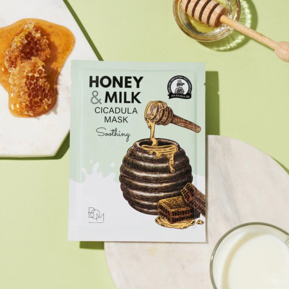 B.O.M. - Honey and Milk Cicadula Mask - Zklidňující plátýnková maska s medem a mlékem - 25 ml