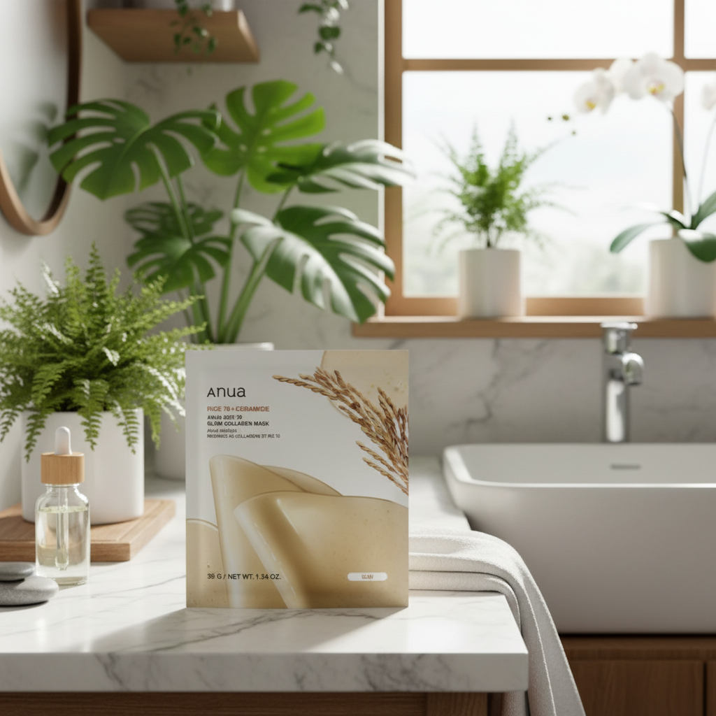 ANUA - Rice 70 Glow Collagen Mask - Rozjasňující, hydrogelová, kolagenová maska s ceramidy a rýží - 38g