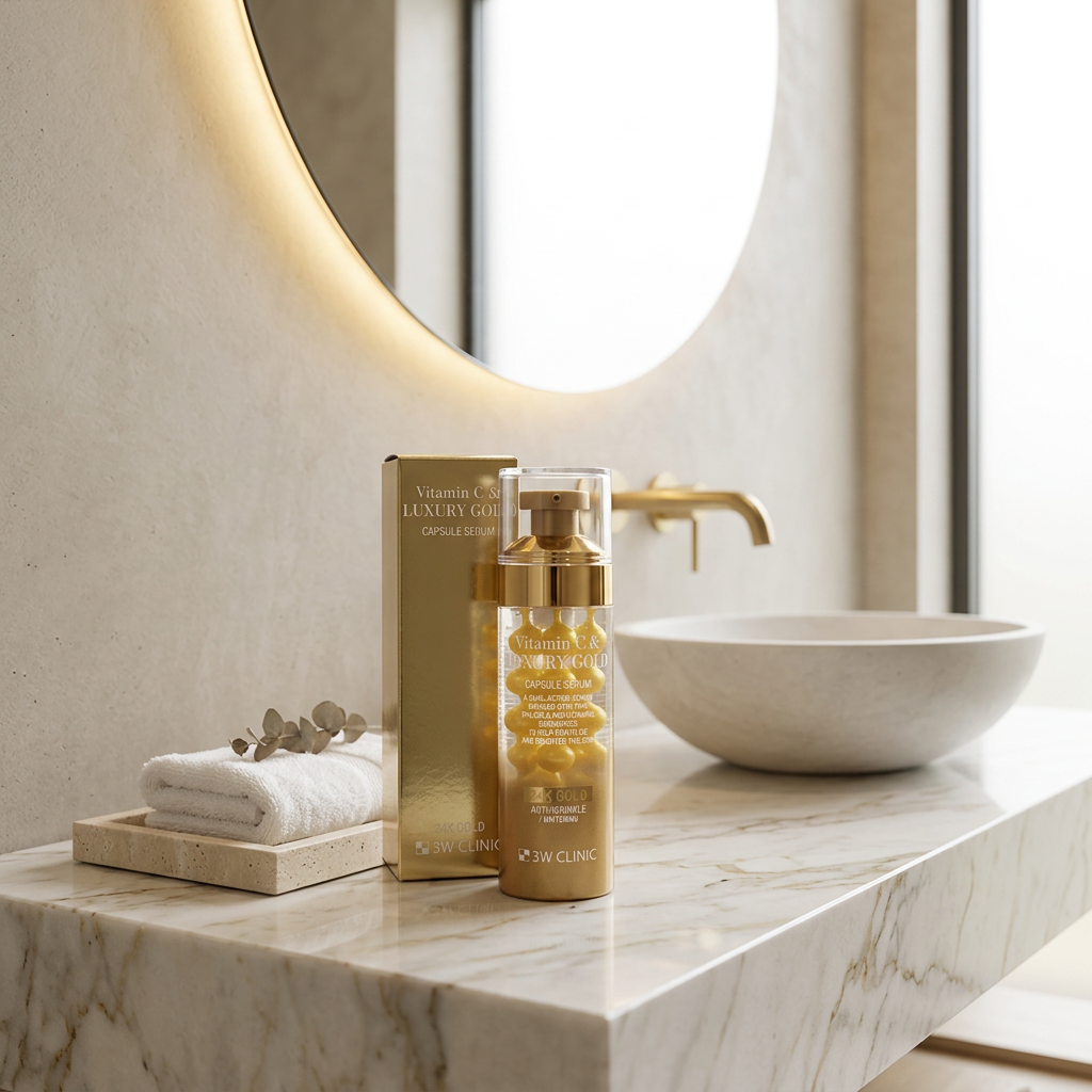 3W CLINIC - Vitamin C & Luxury Gold Capsule Serum - Pleťové sérum s vitamínem C a luxusními zlatými kapslemi - 55 ml
